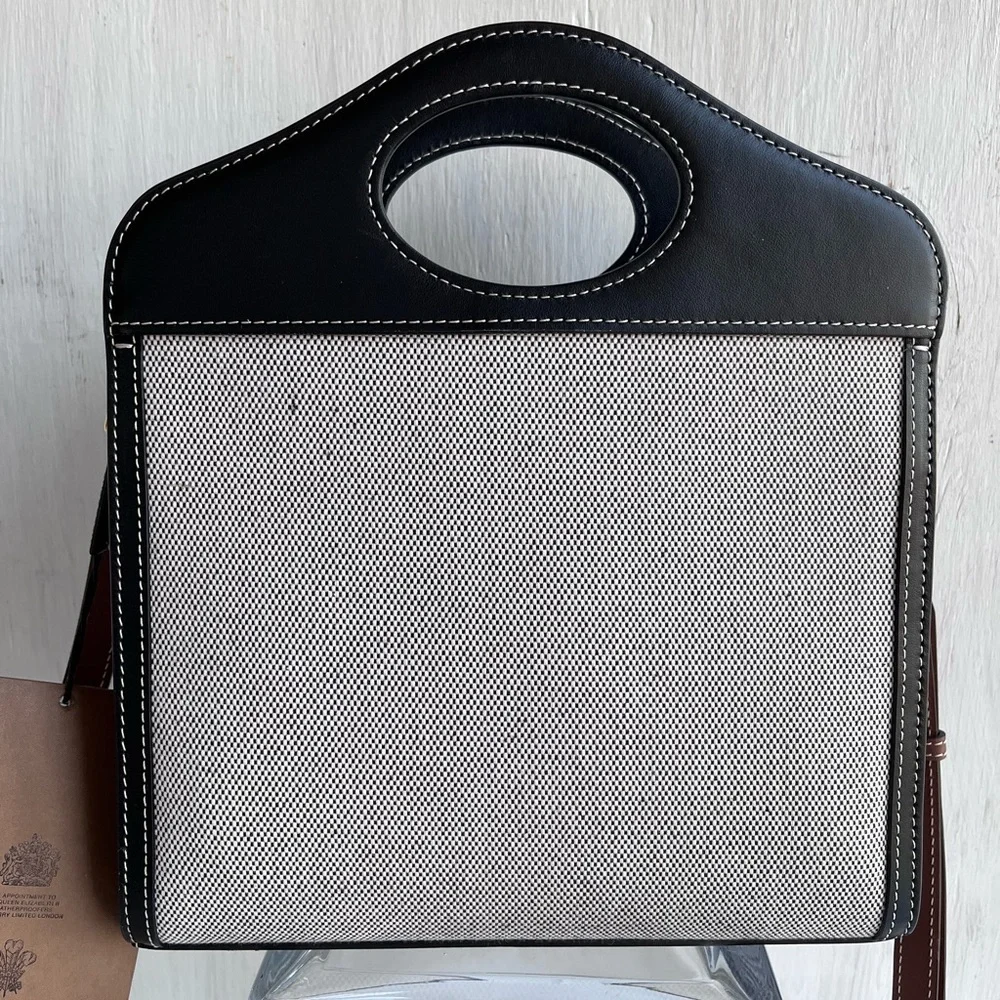 BURBERRY Horseferry Logo Canvas and Leather Pocket Bag